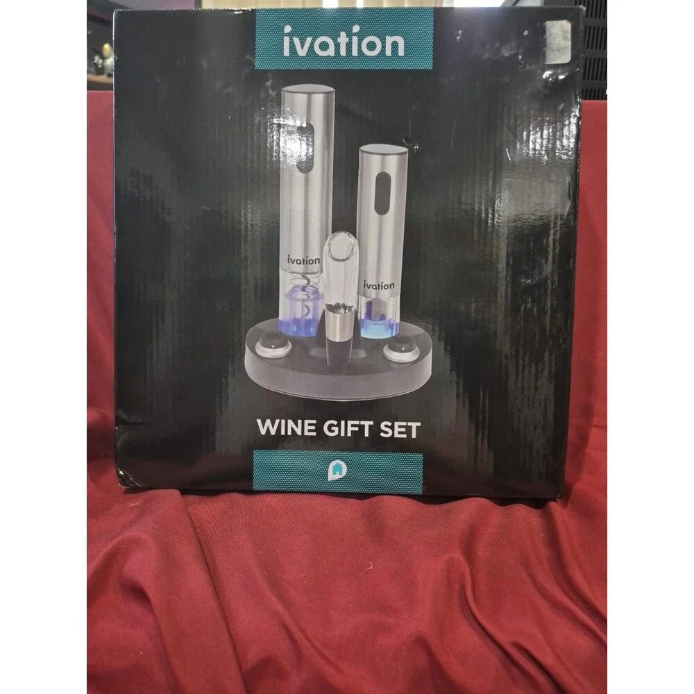 New Ivation IVAWINESET05 Wine Opener Gift Set Cutter Aerator Preserver Stoppers